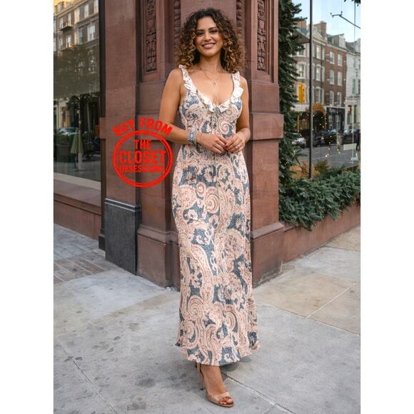 ZARA Printed Ruffle Trim Maxi Dress NWT Blogger Fave Size S - Picture 11 of 16